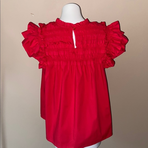 Marc New York Women’s Red Ruffle Short Sleeve Cotton Blend Blouse Plus Size 2X - Picture 2 of 6